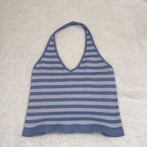 Blue and white halter top